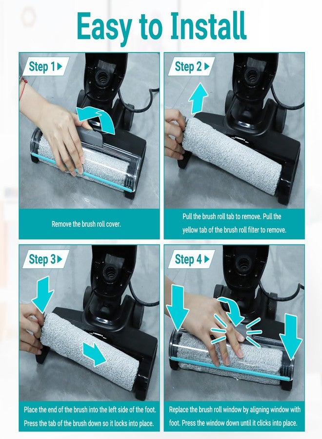 FFsign 3831 Roller Brush & Filter Replacement Compatible with Bissell Crosswave Hard Floor Expert 3831, HF2 3845N Vacuum, Floor Scrubber Wet Dry Vacuum Accessory Kit 2 Brush Rolls, 2 Filter Parts - Image 5